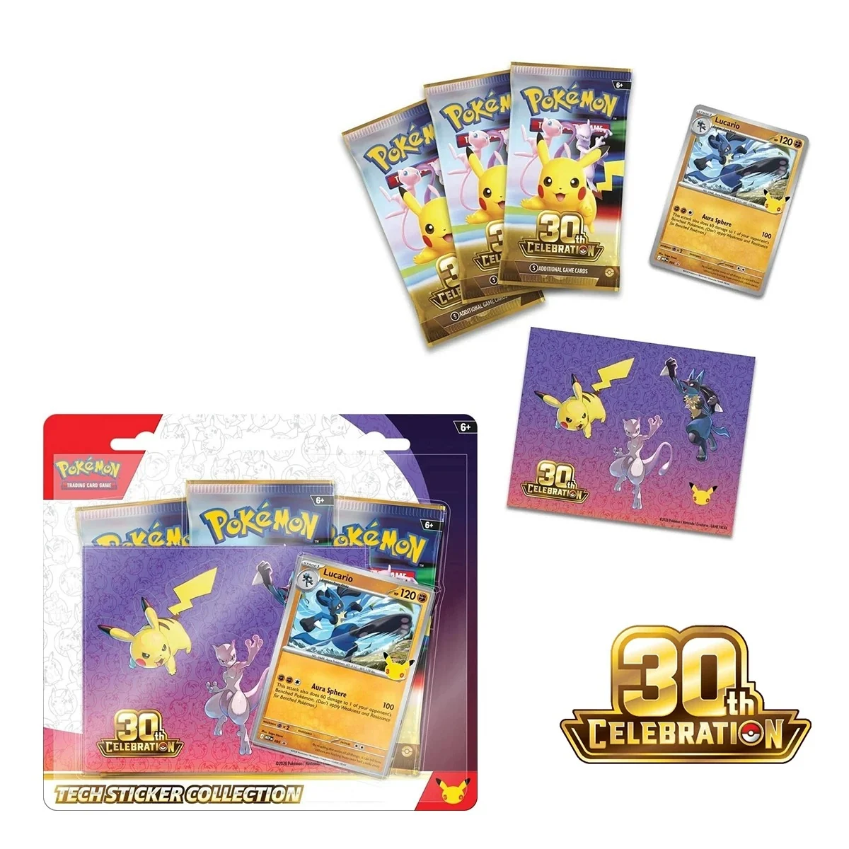 English Pokémon TCG 30th Celebration Tech Sticker Collection — Lucario